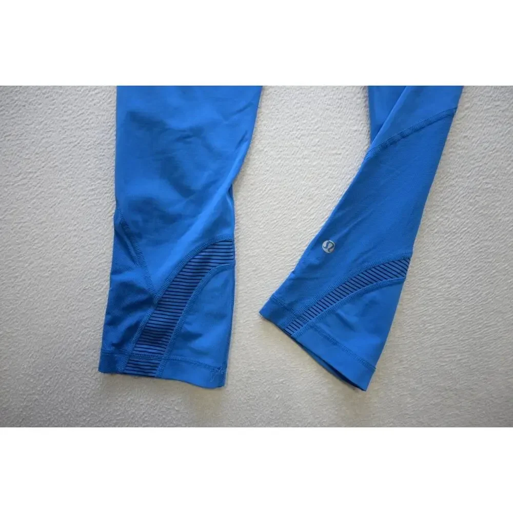 Lululemon Leggings Blue Athletic Performance Yoga Sweat Pants‎ Womens Size 6